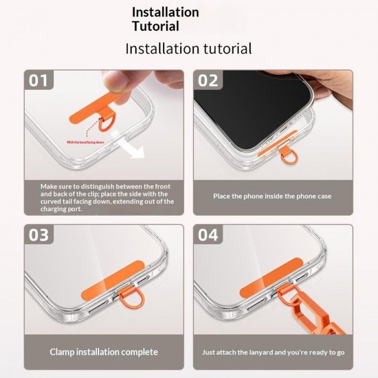 150 cm adjustable neck and shoulder strap with steel plate - orange