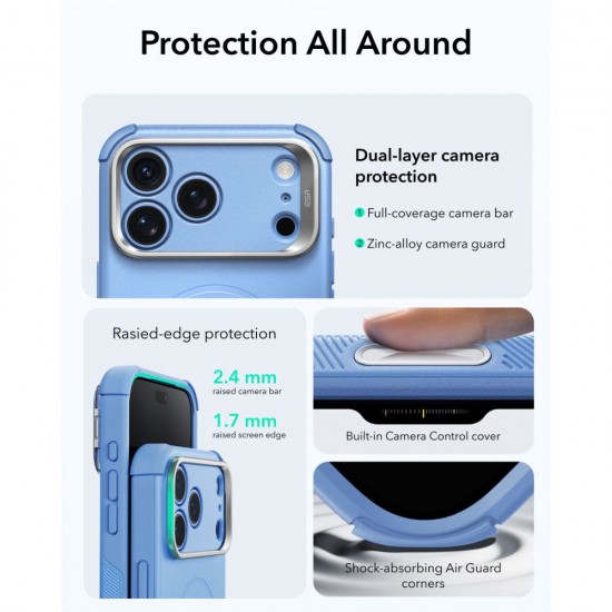 ESR Cyber ​​Tough Kickstand MagSafe Case for iPhone 18 Pro / 17 Pro - Light Blue