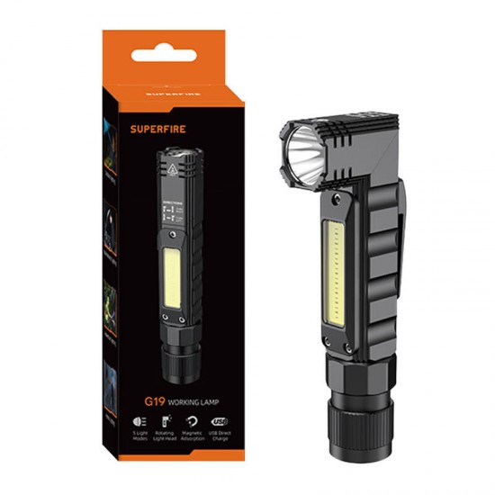 Πολυλειτουργικός φακός Superfire G19 – 200 lm, USB, 5 λειτουργίες, 200 μ.