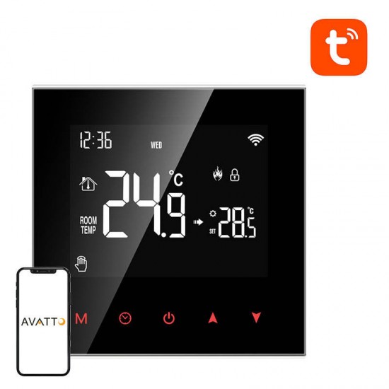 Avatto Έξυπνος Θερμοστάτης Λέβητα WT100 3A WiFi Tuya (Μαύρο)