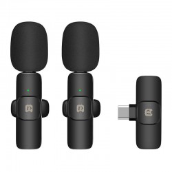 Puluz Ασύρματο Μικρόφωνο Lavalier PU3151B Type-C, 2τμχ (Μαύρο)