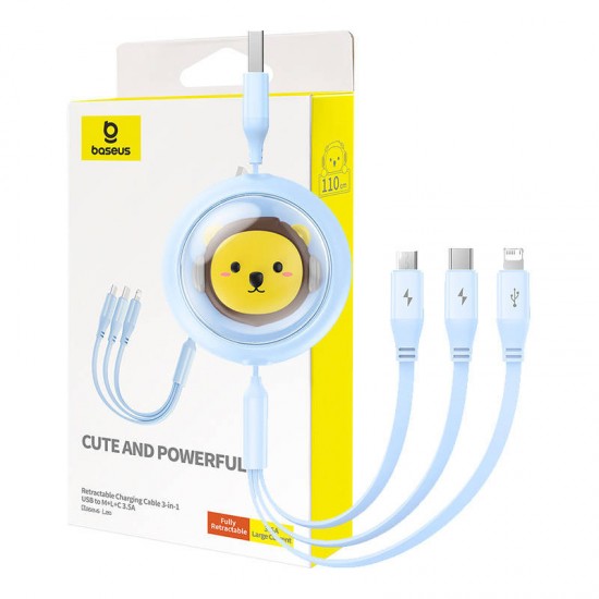 Baseus Καλώδιο 3σε1 USB σε USB-C/MicroUSB/Lightning, 3.5A, 1.1m (Γαλάζιο)