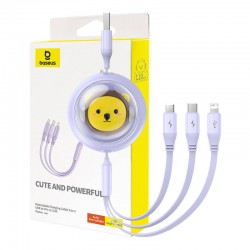 Baseus Καλώδιο 3σε1 USB σε USB-C/MicroUSB/Lightning, 3.5A, 1.1m (Λιλά)