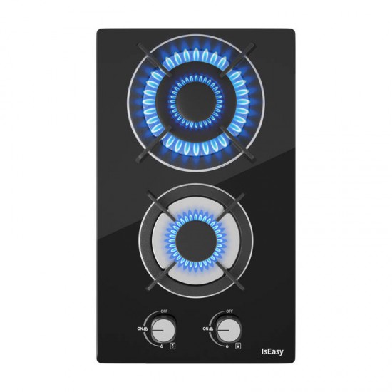IsEasy MGBG-312A εστία αερίου διπλής ζώνης με γυάλινο πάνελ