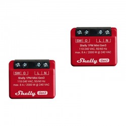 Shelly 1PM Mini Gen3 Set of 2 Controllers, WiFi/Bluetooth