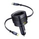 Φορτιστής αυτοκινήτου Baseus Enjoyment Max με καλώδια USB-C+USB-C και θύρες USB-A+USB-C 90W Μαύρο