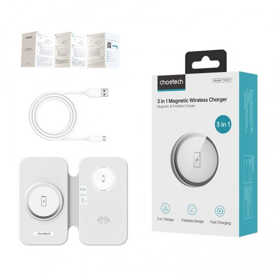 Επαγωγικός φορτιστής 3 σε 1 Choetech T616-F (λευκό)