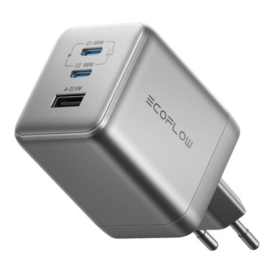Φορτιστής δικτύου EcoFlow RAPID Pro 100W, 2xUSB-C, 1xUSB-A, GaN
