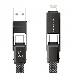 Blitzwolf BW-HDC7 4-σε-1 καλώδιο USB+C+Lightning 240W 1.2m (μαύρο)
