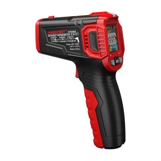Habotest Θερμόμετρο Υπερύθρων με Λέιζερ χωρίς Επαφή HT650A (Μαύρο/Κόκκινο)