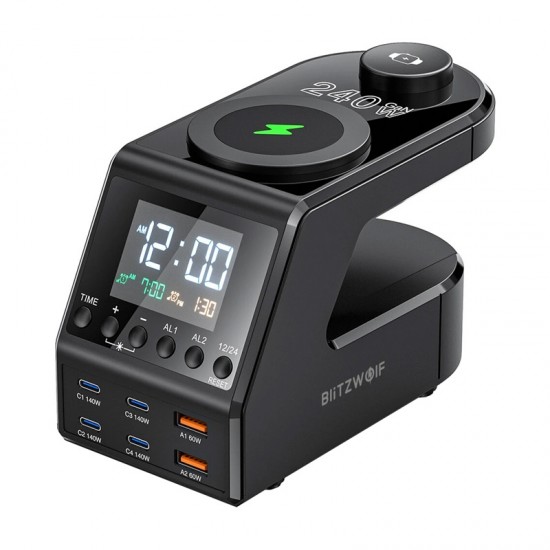Blitzwolf BW-FW10 ξυπνητήρι με φορτιστή 2xUSB-A, 4xUSB-C, 240W