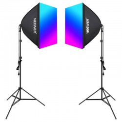 Kit Neewer NK800 two softboxes + bulbs RGB 24W 2700-6500K + tripods + barndoors