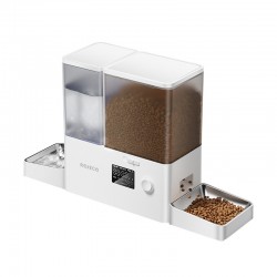 Rojeco 2 σε 1 Συντριβάνι νερού για κατοικίδια 3.5L & Τροφοδότης 5L Button Verson (λευκό)