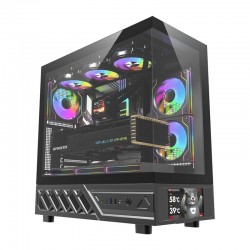 Θήκη υπολογιστή DarkFlash DS950V με οθόνη (μαύρη) + 6 ανεμιστήρες