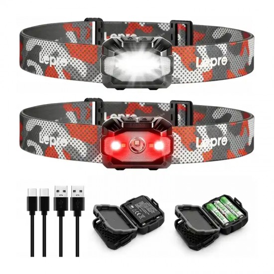 Φακός κεφαλής LEPRO 320023-2 με USB, σετ 2 τεμαχίων