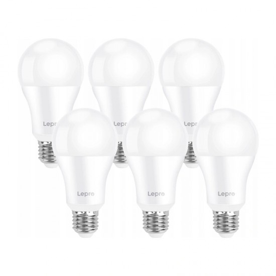 Λάμπα LED LEPRO 100080-DW-EU-6, E27, A60, 13W (100W), 1521 lm, 6500K, 180°, συσκευασία 6 τεμαχίων