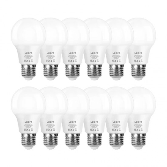 Λάμπα LED LEPRO 100089-WW-EU-12, E27, A60, 8,5 W (60 W), 806 lm, 2700 K (ζεστό λευκό), 180°, συσκευασία 12 τεμαχίων