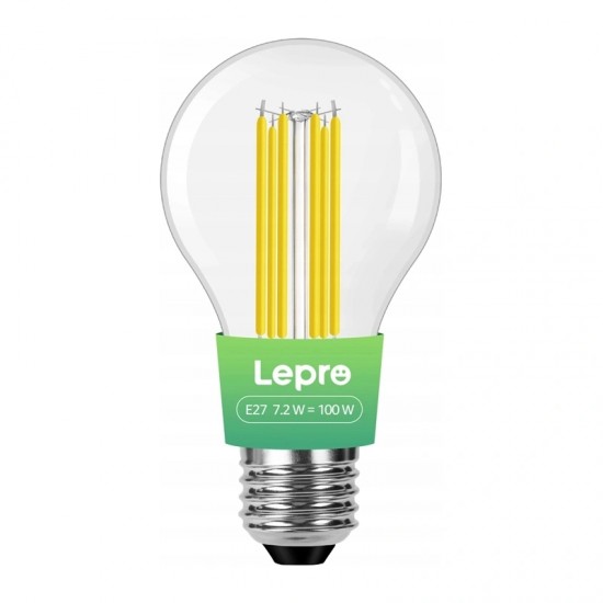 LEPRO 100094-WW-EU Λαμπτήρας LED τύπου νήματος E27, 7,2 W (100 W), 1521 lm, 2700 K, Κατηγορία Α