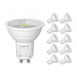 LEPRO 200084-DW-EU-10 Λαμπτήρας LED GU10 με δυνατότητα ρύθμισης έντασης, 4,5 W, 345 lm, 6500 K, 38°, 10 τεμ.