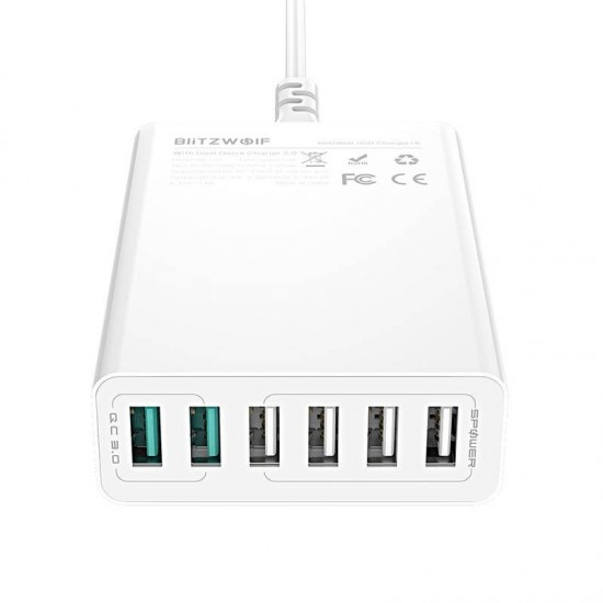 Blitzwolf Φορτιστής BW-S15 6x USB, QC 3.0, 60W (Λευκό)
