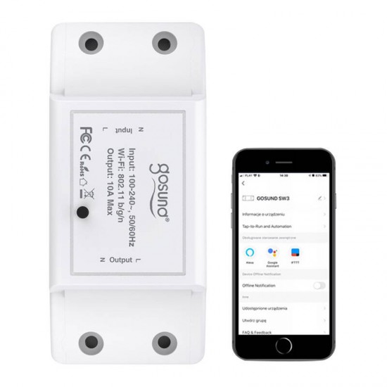 Gosund Έξυπνος Ενδιάμεσος Διακόπτης WiFi SW3 Tuya (Λευκό)
