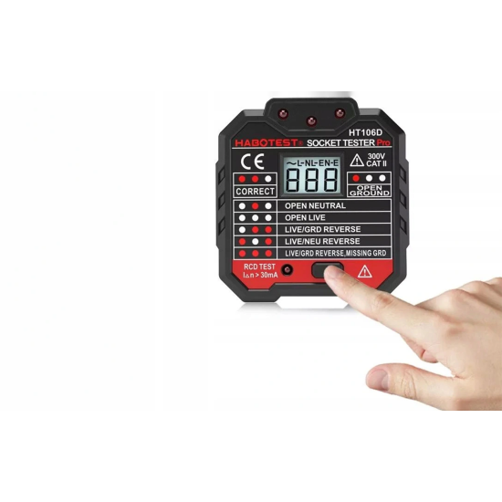 Habotest Tester Πριζών με Ψηφιακή Οθόνη HT106D (Μαύρο)