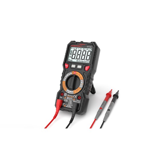 Habotest Ψηφιακό Πολύμετρο με Φακό HT118C, True RMS, NCV, Δοκιμή Μπαταριών (Μαύρο)