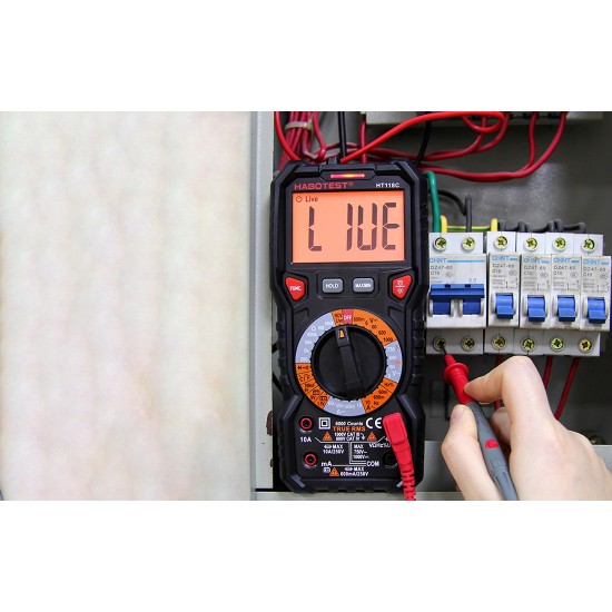Habotest Ψηφιακό Πολύμετρο με Φακό HT118C, True RMS, NCV, Δοκιμή Μπαταριών (Μαύρο)