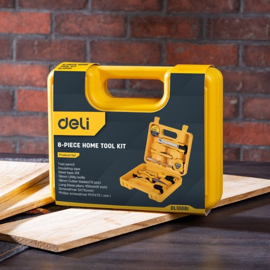 Deli Tools Σετ Εργαλείων με Θήκη EDL1008J, 8τμχ (Κίτρινο)