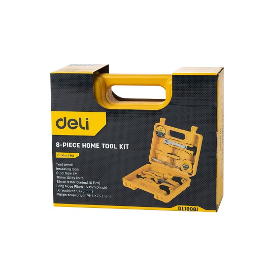 Deli Tools Σετ Εργαλείων με Θήκη EDL1008J, 8τμχ (Κίτρινο)