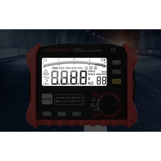 Habotest Ψηφιακός Μετρητής Γείωσης HT2302 (Κόκκινο/Μαύρο)