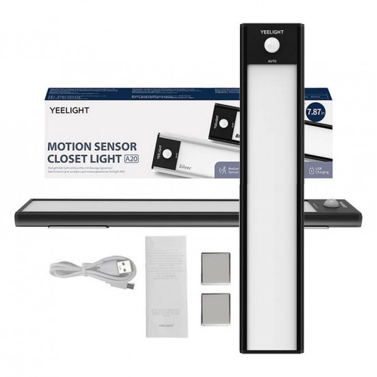 Yeelight Φωτιστικό Ντουλάπας/Ραφιών με Αισθητήρα Κίνησης 20cm 4000K (Μαύρο)