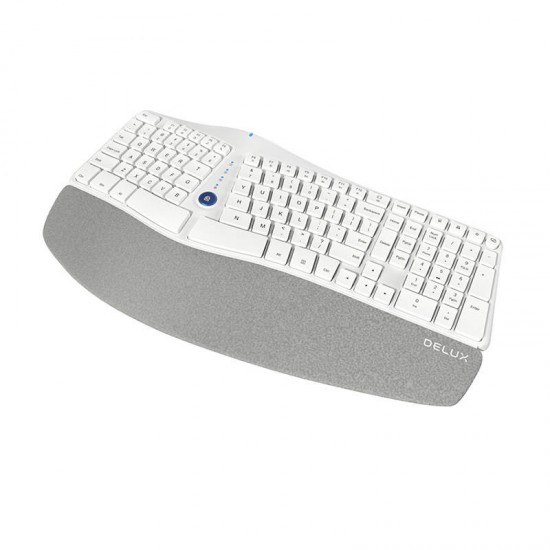 Wireless Ergonomic Keyboard Delux GM901D BT+2.4G (white) (QWERTY)
