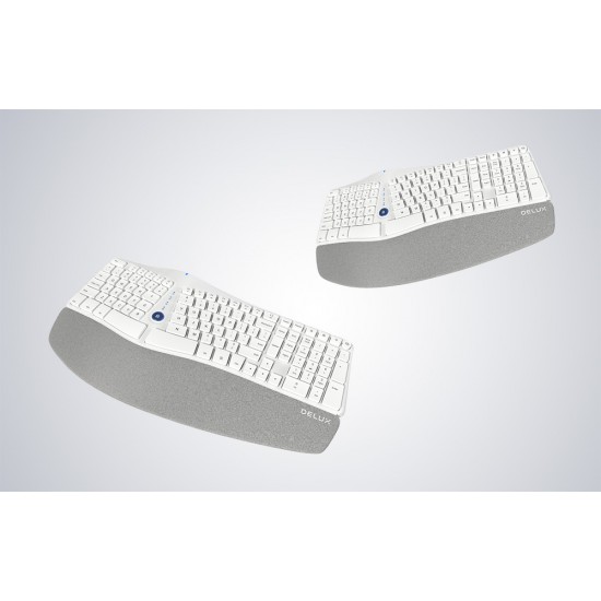 Wireless Ergonomic Keyboard Delux GM901D BT+2.4G (white) (QWERTY)