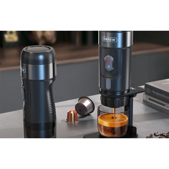 HiBREW Φορητή Καφετιέρα H4A 3-σε-1 για Αλεσμένο Καφέ & Κάψουλες με Θήκη 80W (Μαύρο)