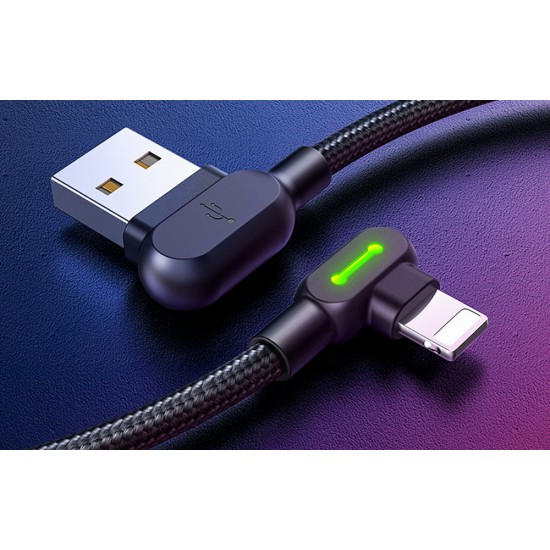 Angle USB Lightning Cable Mcdodo CA-4671 LED, 1.2m (Black)