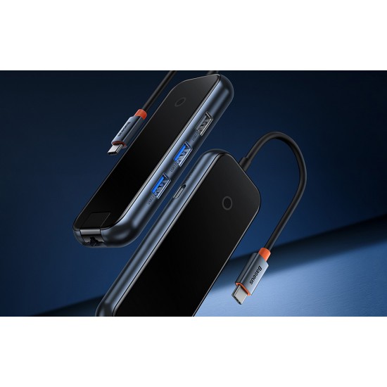 Baseus Docking Station 5σε1 AcmeJoy Series USB-C σε 2xUSB 3.0 + USB 2.0 + USB-C PD + RJ45 (Γκρι)