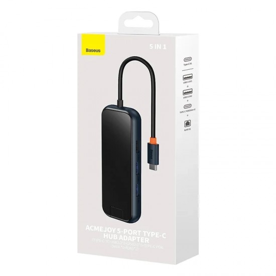 Baseus Docking Station 5σε1 AcmeJoy Series USB-C σε 2xUSB 3.0 + USB 2.0 + USB-C PD + RJ45 (Γκρι)