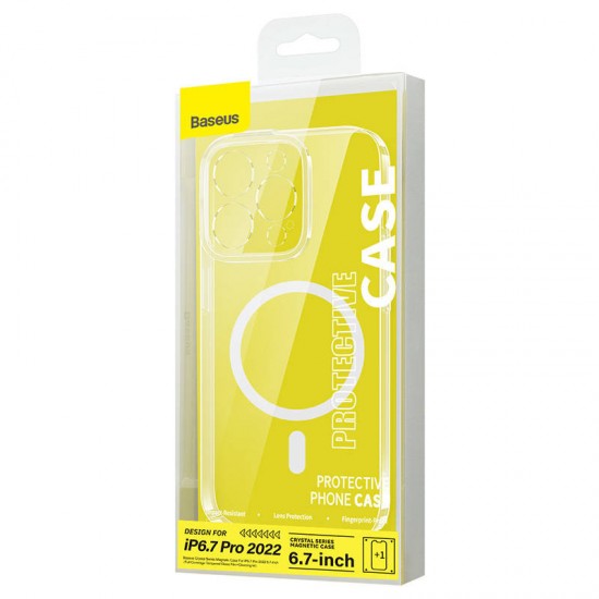 Baseus Θήκη Crystal Magnetic και Προστατευτικό Οθόνης Temperred Glass για iPhone 14 Pro Max (Διαφανές)