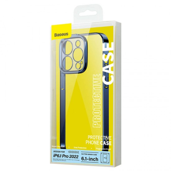 Baseus Θήκη Glitter και Προστατευτικό Οθόνης Tempered Glass για iPhone 14 Pro (Μπλε/Διαφανές)