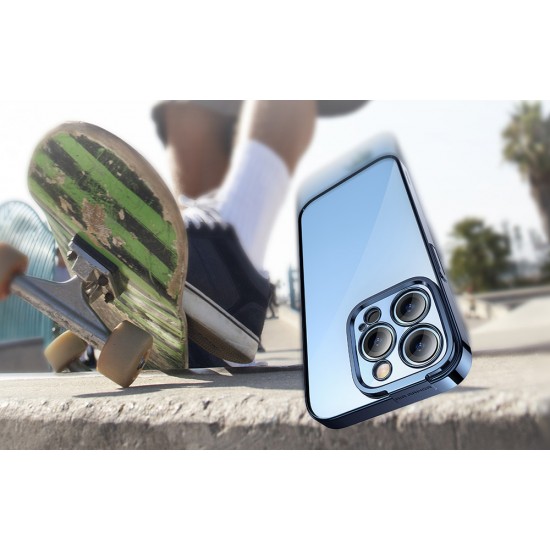 Baseus Θήκη Glitter και Προστατευτικό Οθόνης Tempered Glass για iPhone 14 Pro (Μπλε/Διαφανές)