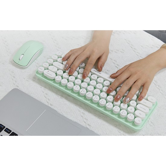 Wireless keyboard + mouse set MOFII Bean 2.4G (White-Green)
