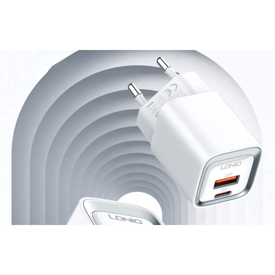 Wall charger LDNIO A2318M USB, USB-C + USB-C - Lightning Cable