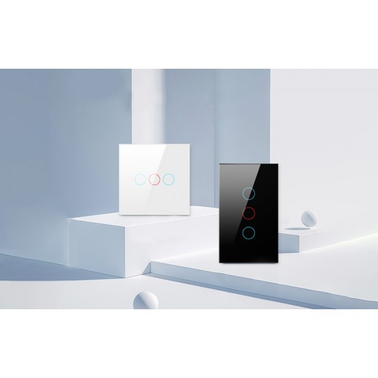 Avatto Έξυπνος Διακόπτης Χωνευτός WiFi TS02-EU-W3 (3 κουμπιά) TUYA (Λευκό)