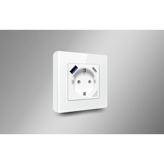 Avatto Έξυπνη Πρίζα Τοίχου WiFi N-WOT10-USB-W TUYA USB/USB-C (Λευκό)