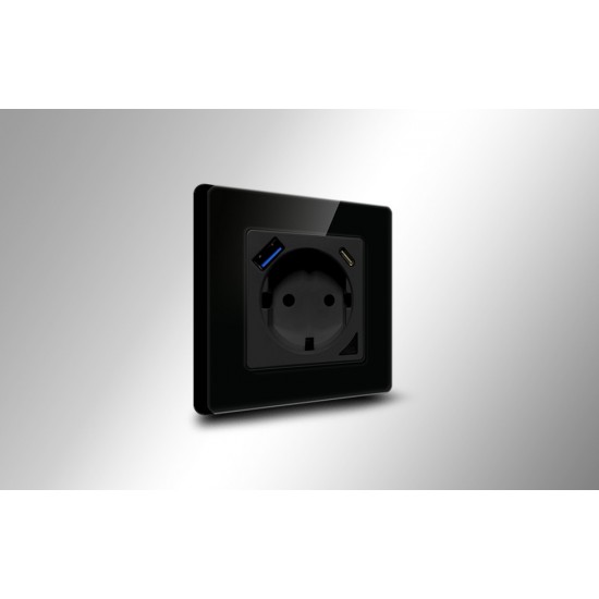 Avatto Έξυπνη Πρίζα Τοίχου WiFi N-WOT10-USB-B TUYA USB/USB-C (Μαύρο)
