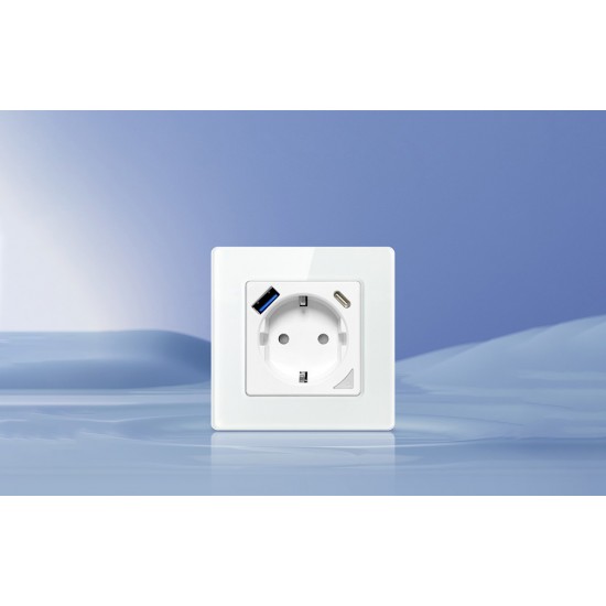Avatto Έξυπνη Πρίζα Τοίχου WiFi N-WOT10-USB-B TUYA USB/USB-C (Μαύρο)