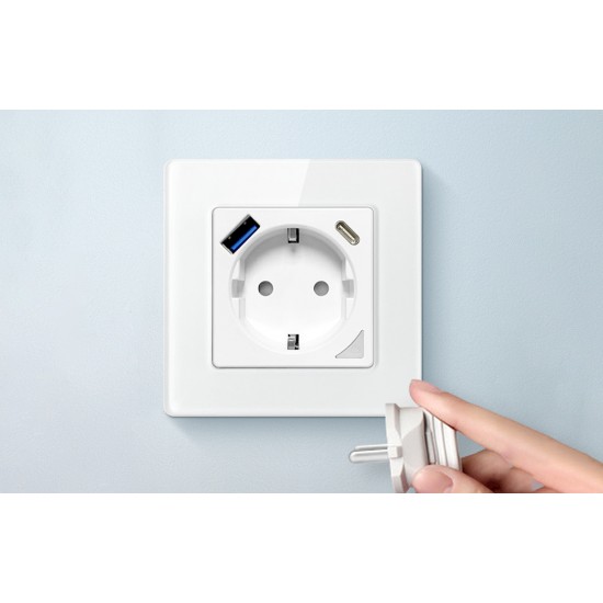Avatto Έξυπνη Πρίζα Τοίχου WiFi N-WOT10-USB-B TUYA USB/USB-C (Μαύρο)