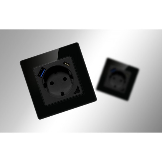 Avatto Έξυπνη Πρίζα Τοίχου WiFi N-WOT10-USB-B TUYA USB/USB-C (Μαύρο)