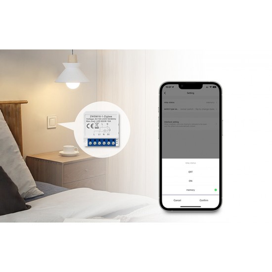 Avatto Έξυπνος Ενδιάμεσος Διακόπτης ZigBee ZWSM16-W1 TUYA (Λευκό)